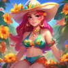   Jessie in a colorful floral mini bikini perfect for summer 