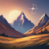   An angular, stylized mountain range with a single star above 