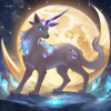 A graceful creature that channels moonlight through its crystal horn. It can create beams of pure moon energy to heal and empower allies.