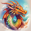 Colorful cartoon-style dragon with intricate scales and a playful expression.