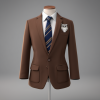 Brown wool blazer with owl emblem 