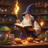 A forgetful wizard accidentally cast a spell that made all his spellbooks disappear, only to find they had turned into cookbooks, leading to a hilariously magical cooking show.