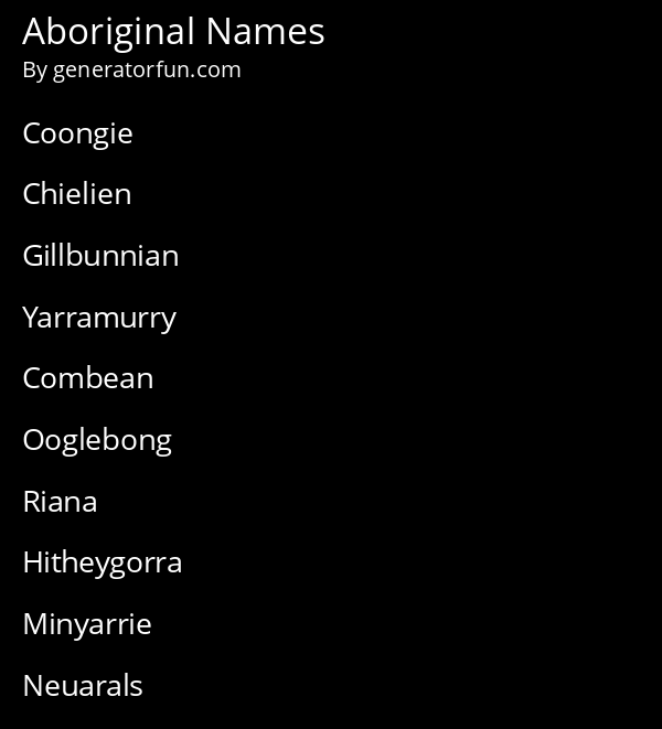 Aboriginal Names