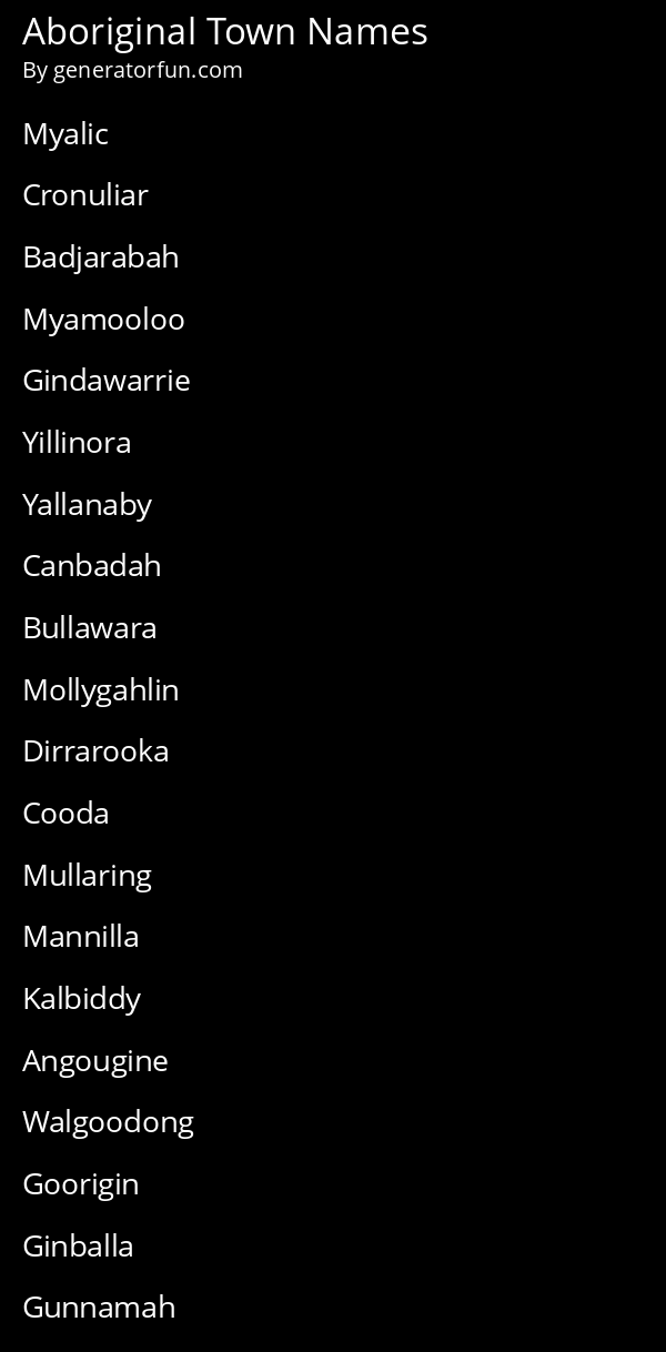Aboriginal Town Names