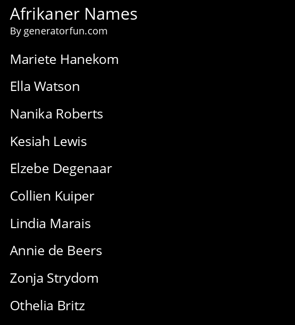 Afrikaner Names