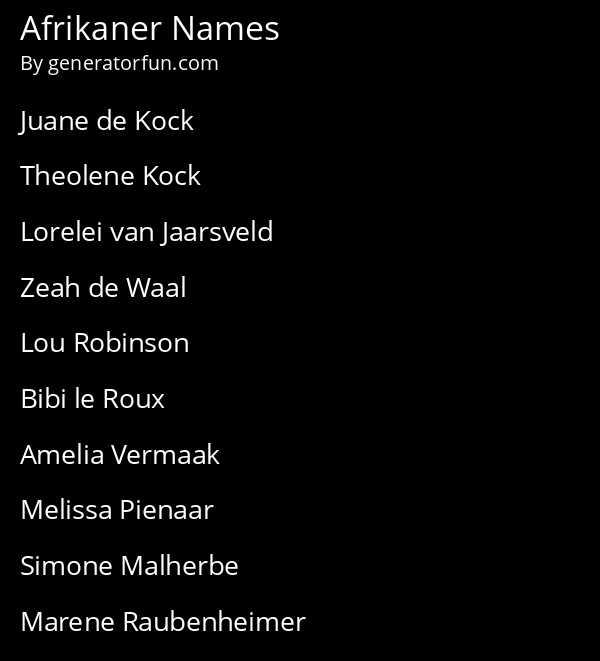 Afrikaner Names