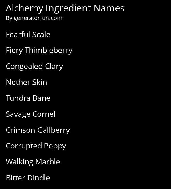 Alchemy Ingredient Names