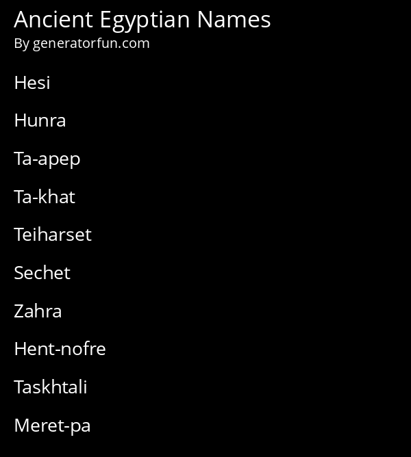 Ancient Egyptian Names