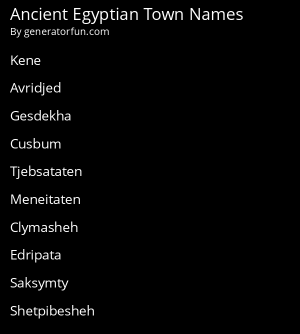 Ancient Egyptian Town Names