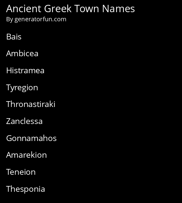 Ancient Greek Town Names