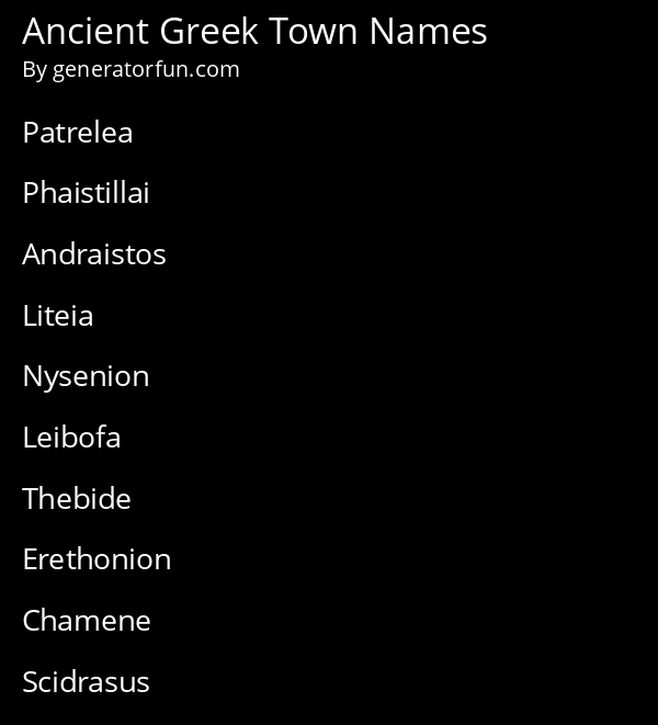 Ancient Greek Town Names