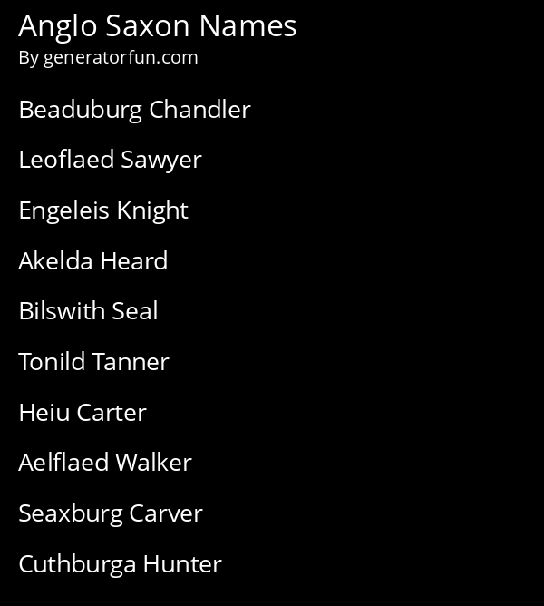 Anglo Saxon Names