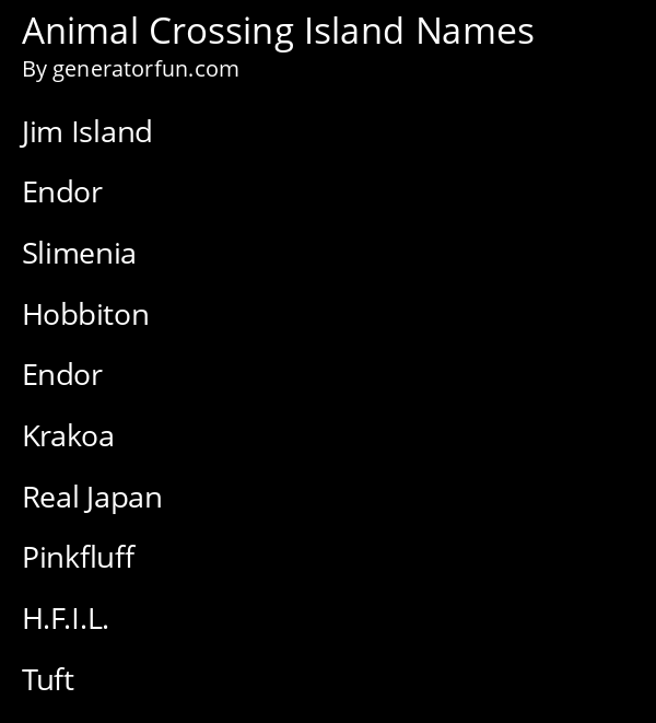 Animal Crossing Island Names