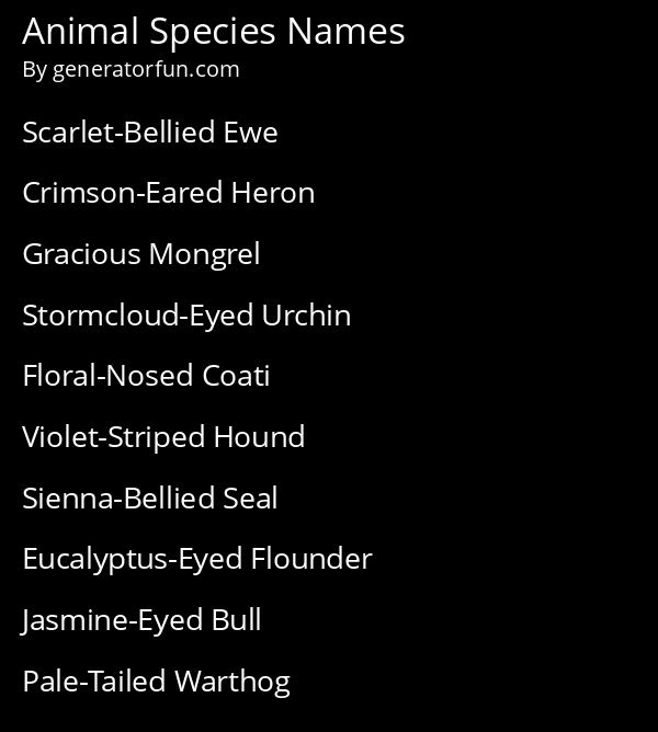 Animal Species Names