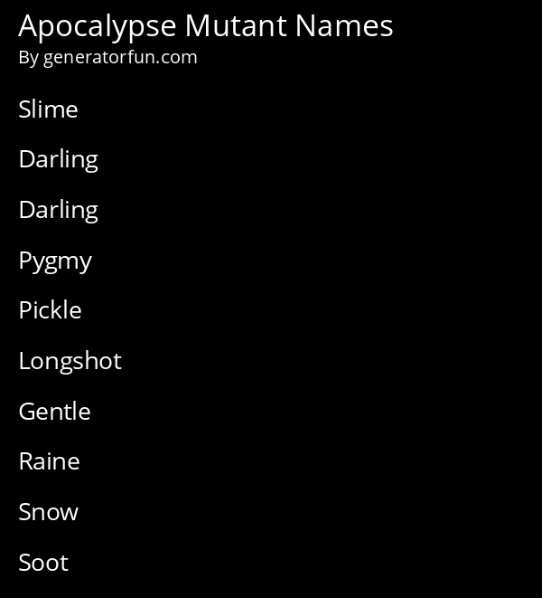 Apocalypse Mutant Names