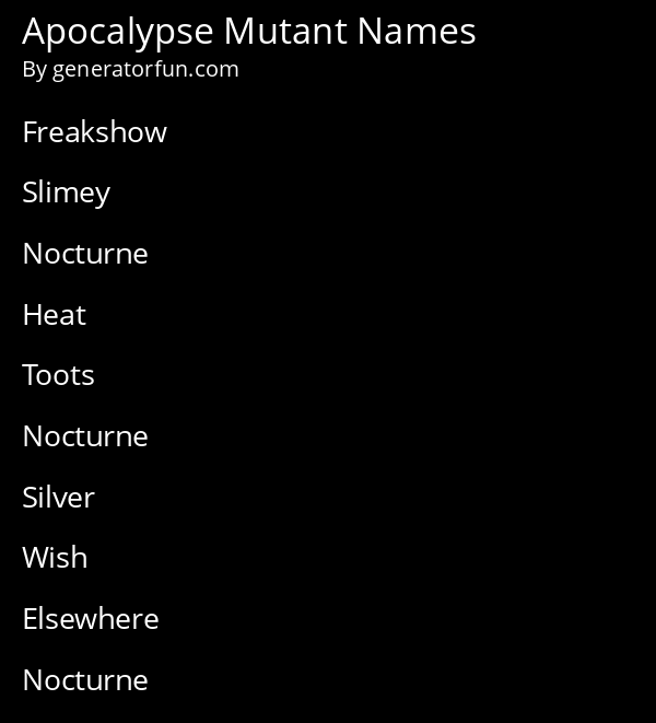 Apocalypse Mutant Names