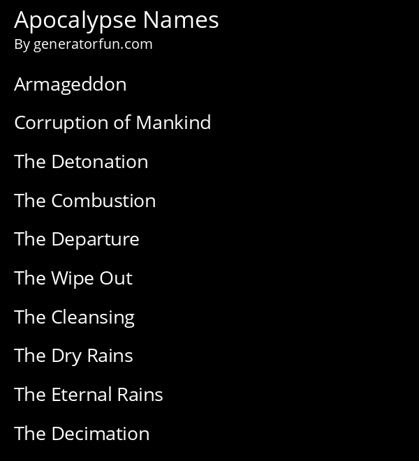 Apocalypse Names