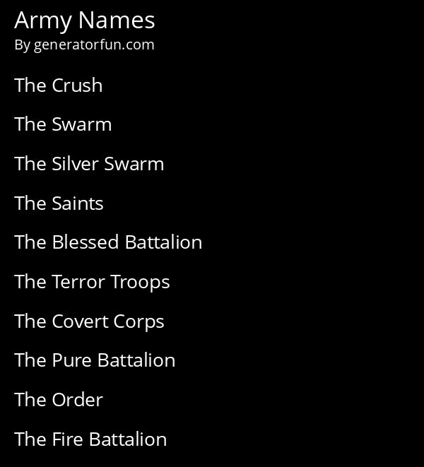 Army Names