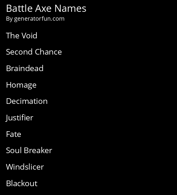 Battle Axe Names