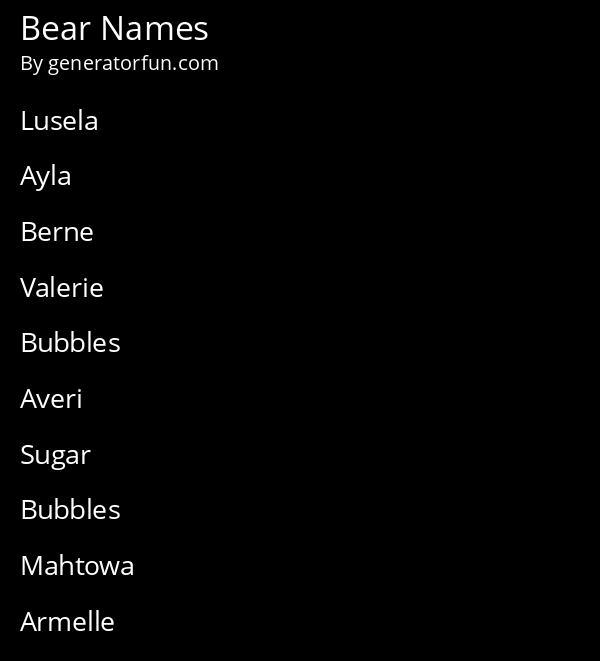 Bear Names