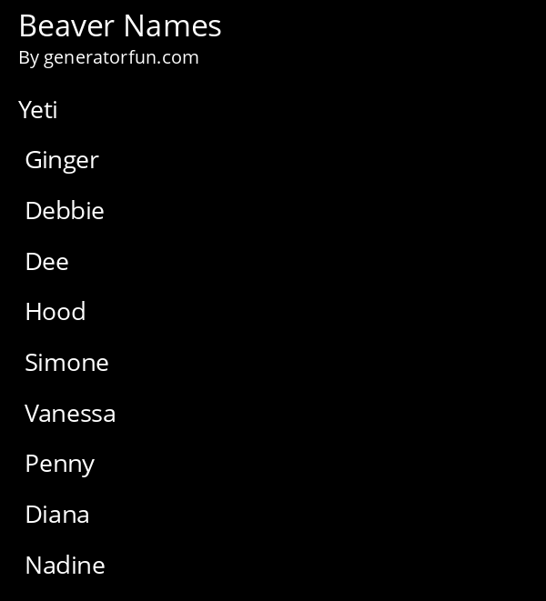 Beaver Names