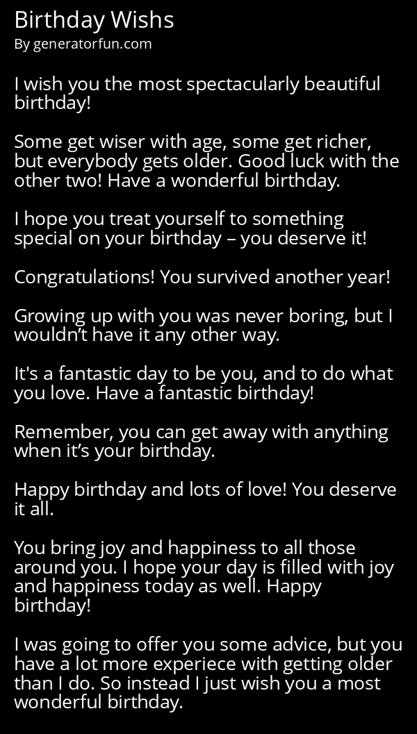 Birthday Wish Generator - Generate a Random Birthday Wish