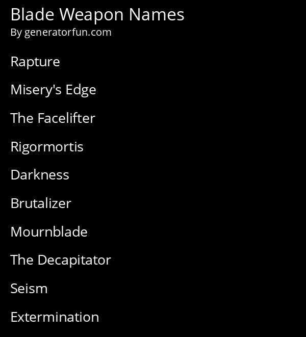 Blade Weapon Names