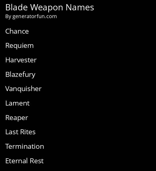 Blade Weapon Names