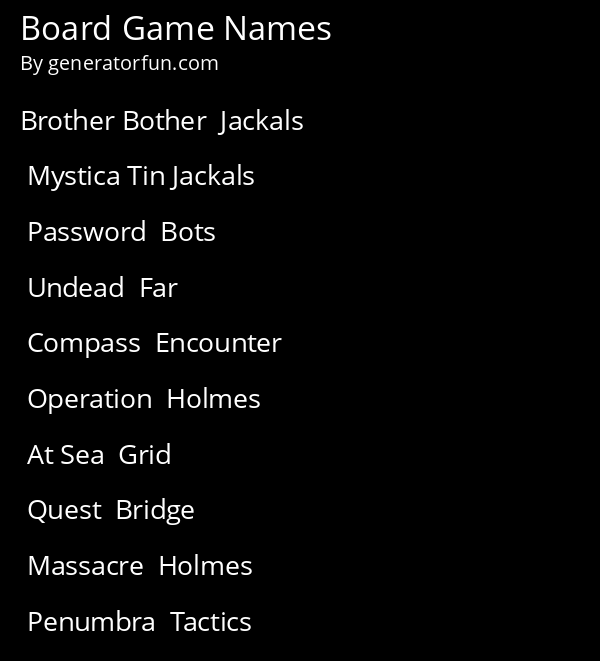 Board Game Names
