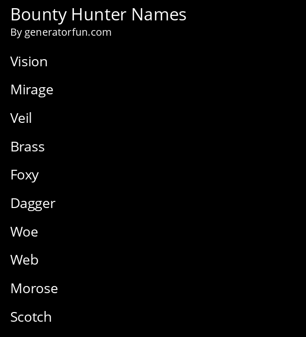Bounty Hunter Names