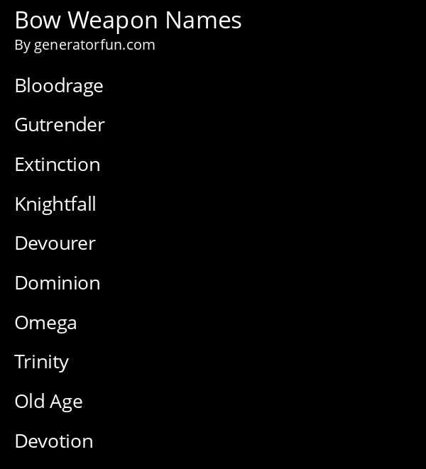 Bow Weapon Names