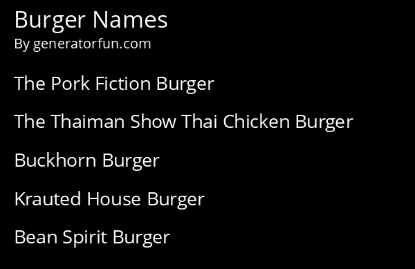 Burger Names