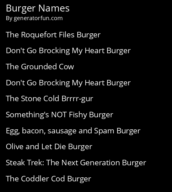 Burger Names