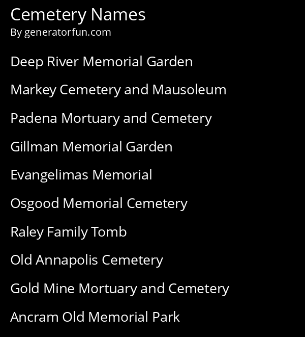 Cemetery Names