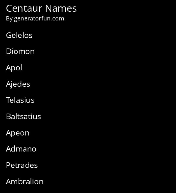 Centaur Names