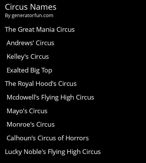 Circus Names
