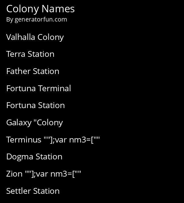 Colony Names