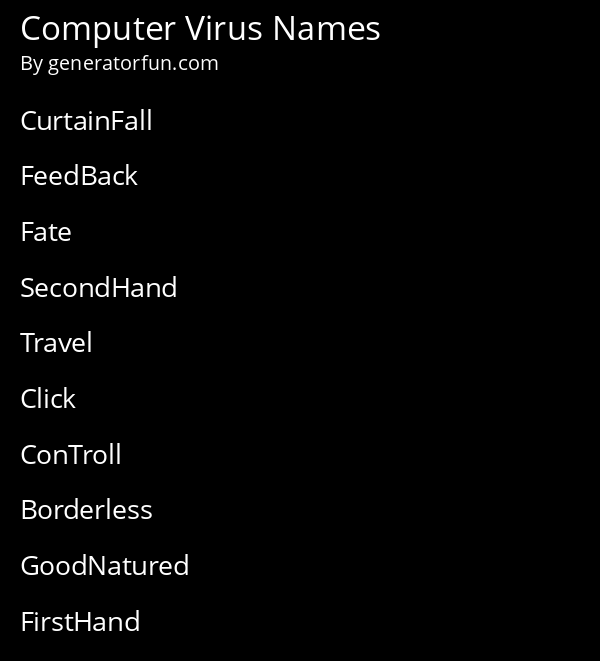 Computer Virus Names