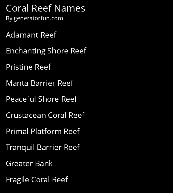 Coral Reef Names