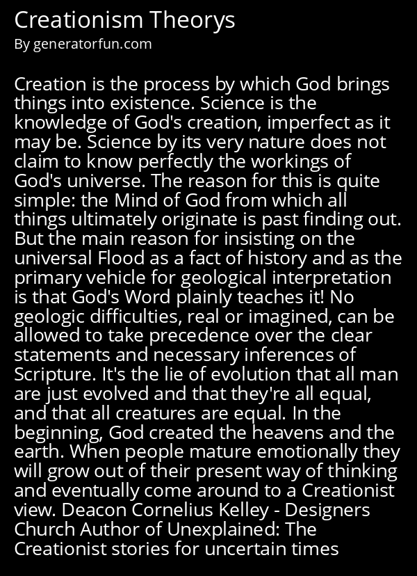 Creationism Theorys