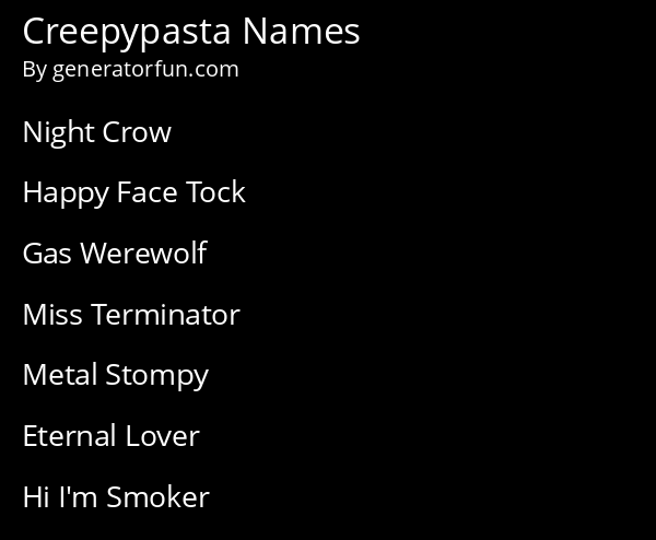 Creepypasta Names