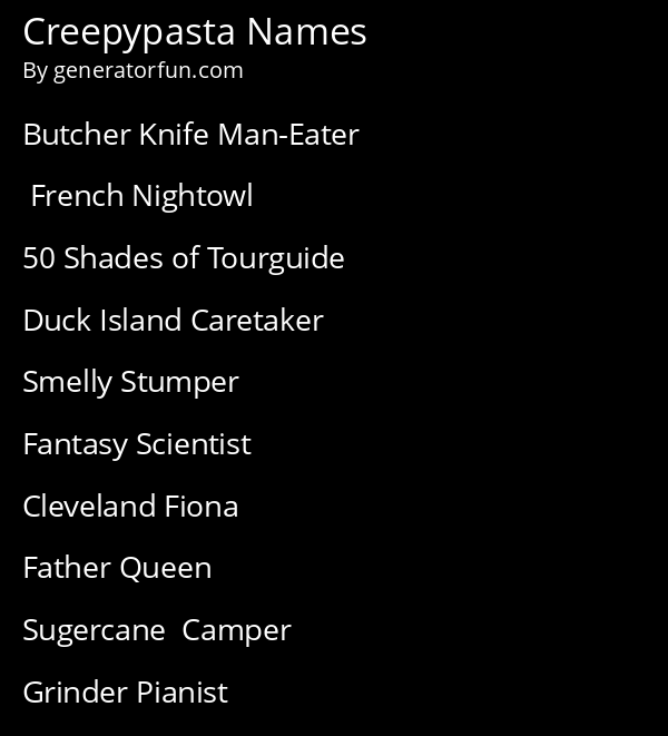Creepypasta Names