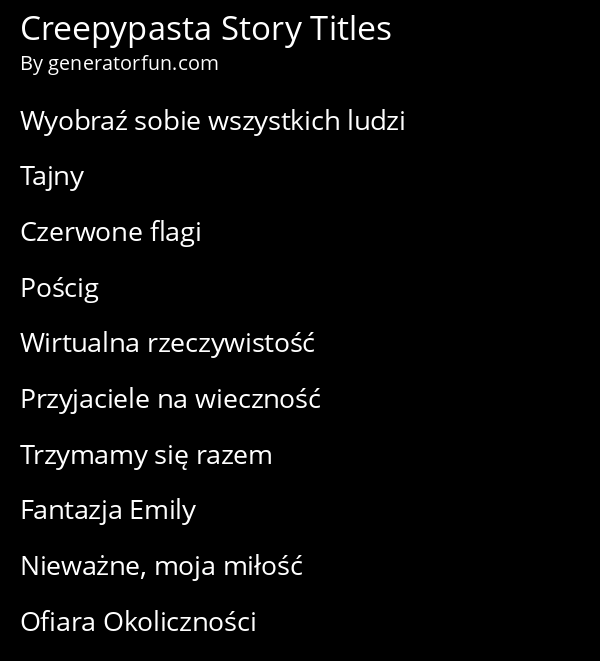Creepypasta Story Titles
