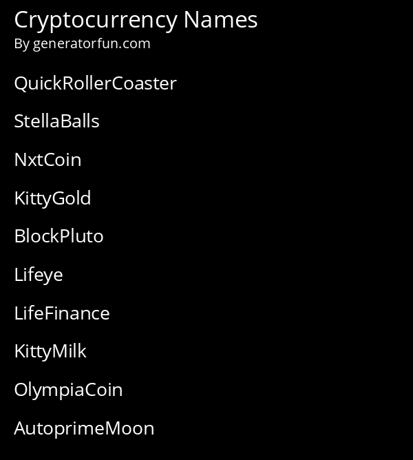 Cryptocurrency Names