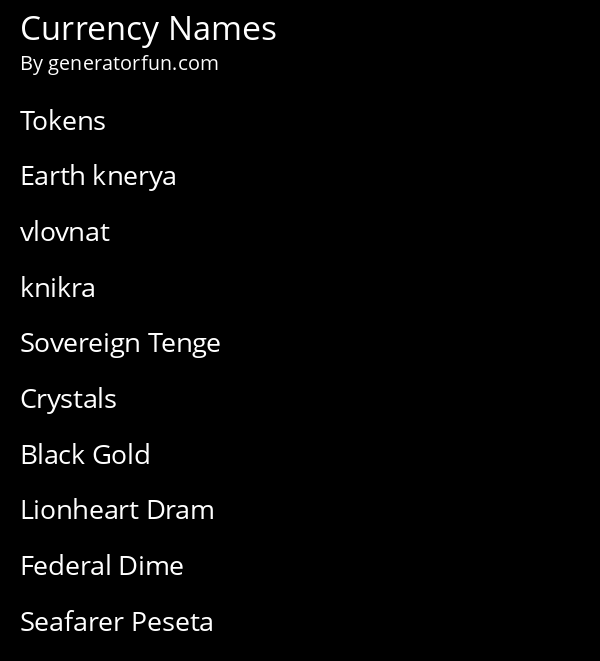 Currency Names