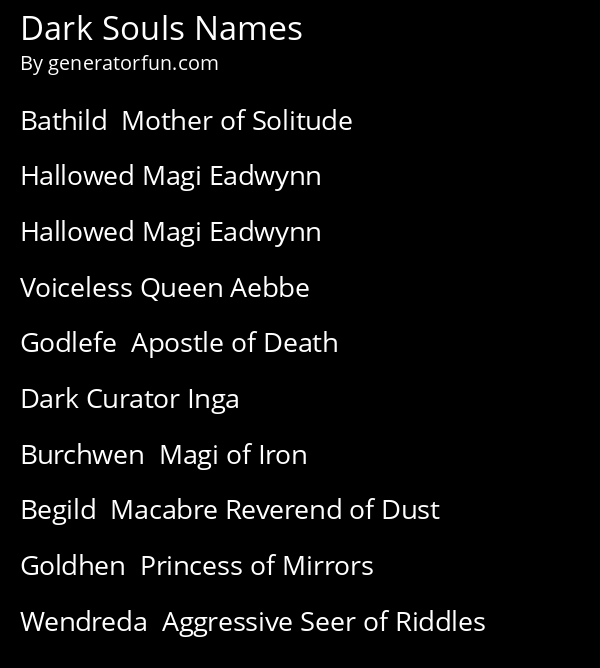 Dark Souls Names