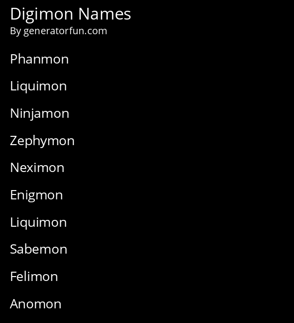 Digimon Names