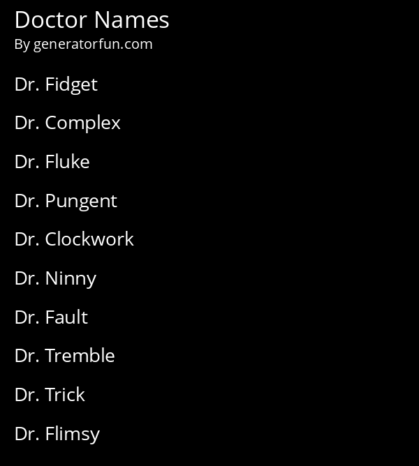 Doctor Name Generator - Generate a Random Doctor Name