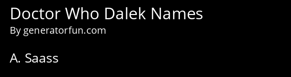 Doctor Who Dalek Names