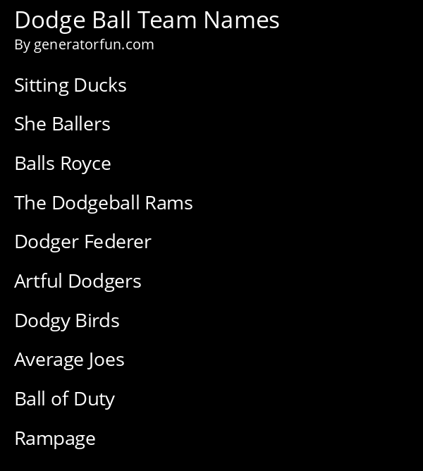 Dodge Ball Team Names